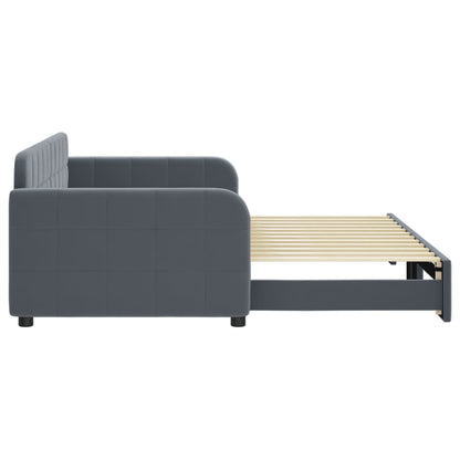 Divano Letto con Letto Estraibile Grigio Scuro 90x200cm Velluto