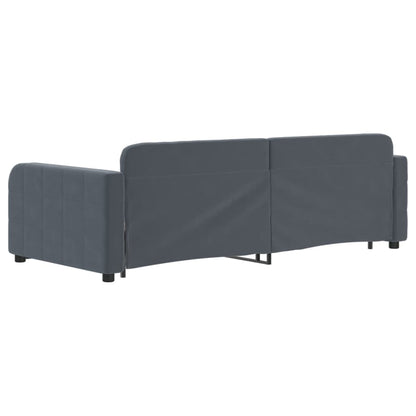 Divano Letto con Letto Estraibile Grigio Scuro 90x200cm Velluto