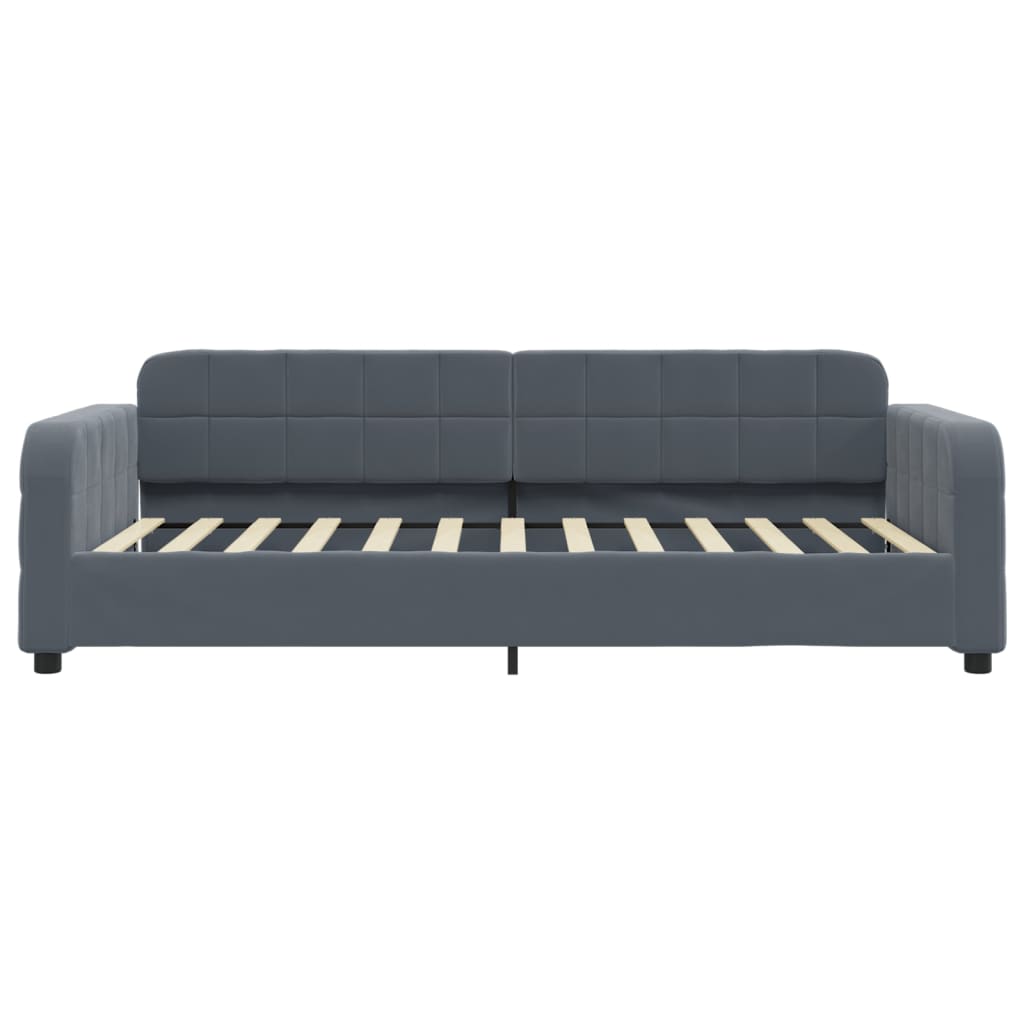 Divano Letto con Letto Estraibile Grigio Scuro 90x200cm Velluto