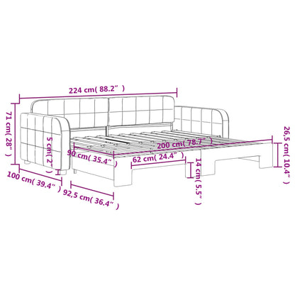 Divano Letto con Letto Estraibile Grigio Scuro 90x200cm Velluto