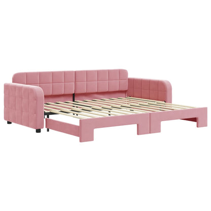 Divano Letto con Letto Estraibile Rosa 90x200 cm in Velluto