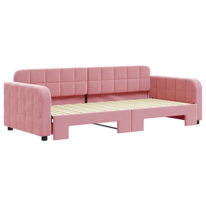 Divano Letto con Letto Estraibile Rosa 90x200 cm in Velluto