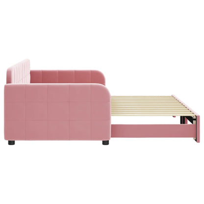 Divano Letto con Letto Estraibile Rosa 90x200 cm in Velluto