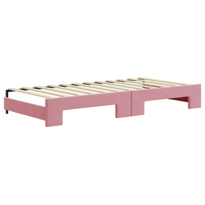 Divano Letto con Letto Estraibile Rosa 90x200 cm in Velluto