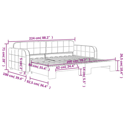 Divano Letto con Letto Estraibile Rosa 90x200 cm in Velluto