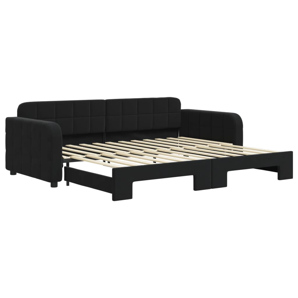 Divano Letto con Letto Estraibile Nero 90x200 cm in Velluto - homemem39