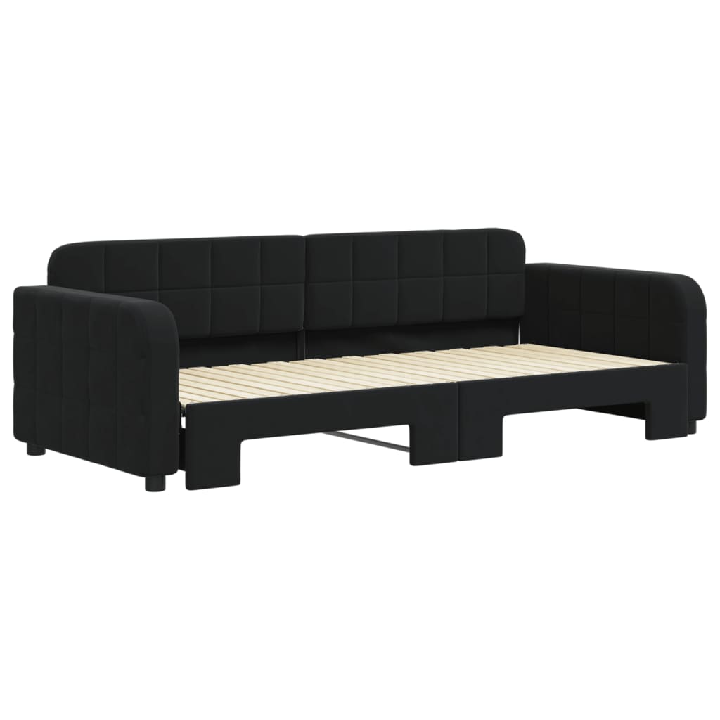 Divano Letto con Letto Estraibile Nero 90x200 cm in Velluto - homemem39