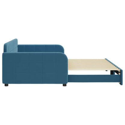 Divano Letto con Letto Estraibile Blu 100x200 cm in Velluto