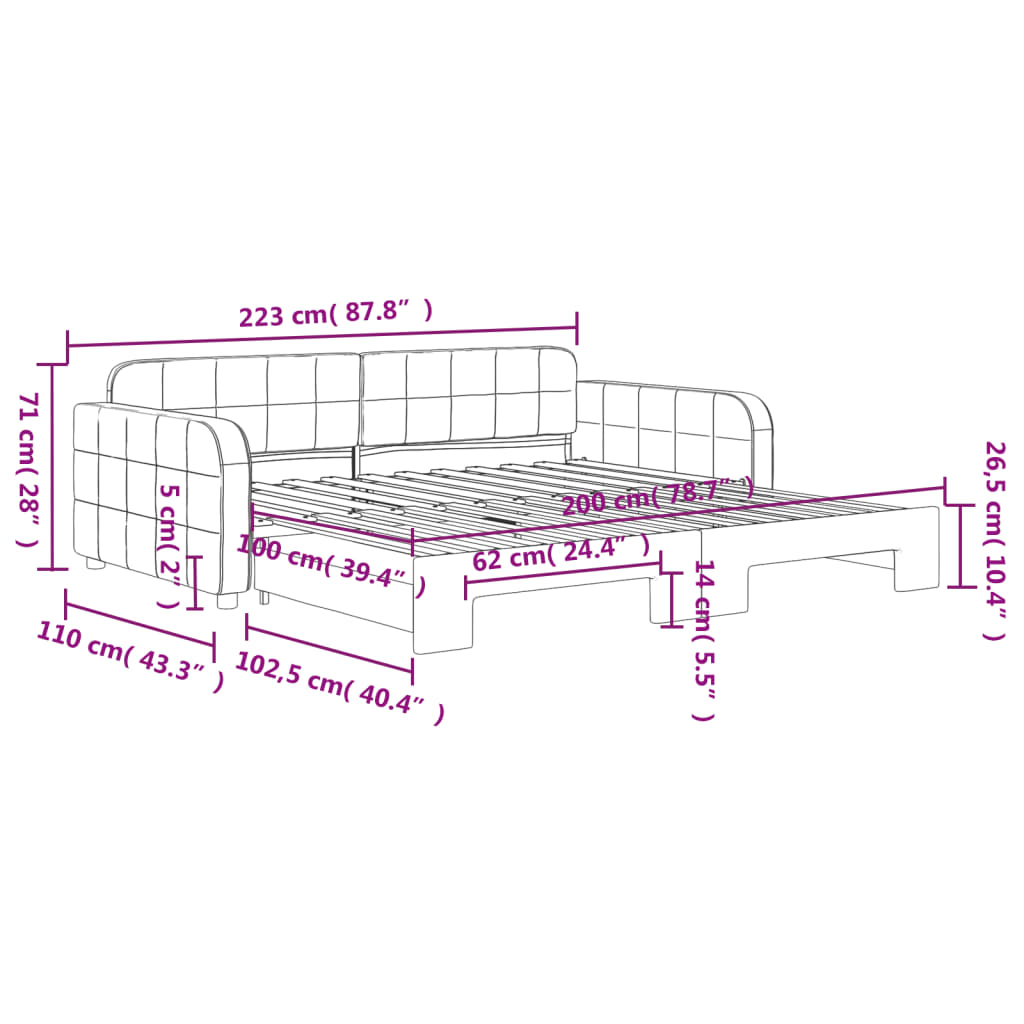 Divano Letto con Letto Estraibile Blu 100x200 cm in Velluto