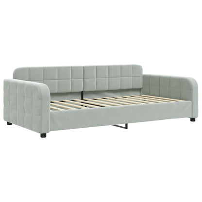 Divano Letto con Letto Estraibile Grigio Chiaro 100x200 Velluto