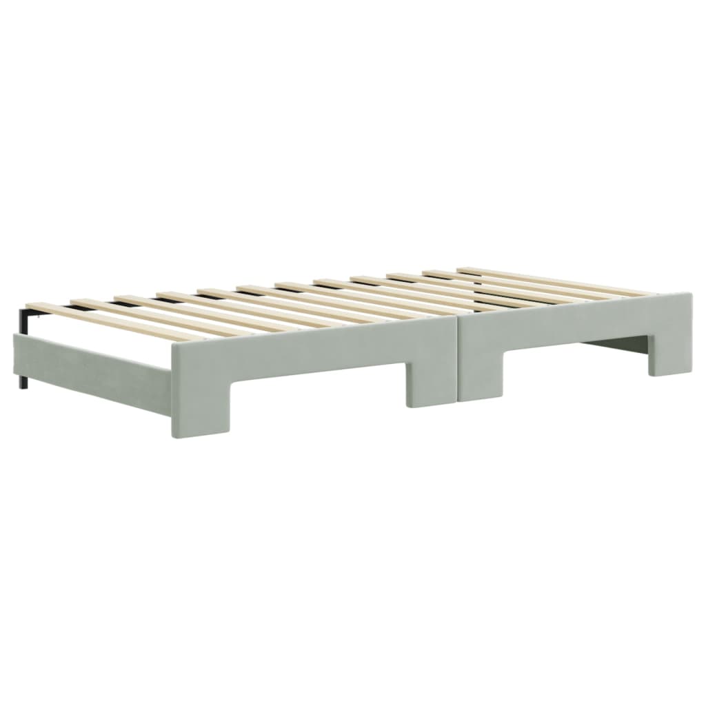 Divano Letto con Letto Estraibile Grigio Chiaro 100x200 Velluto