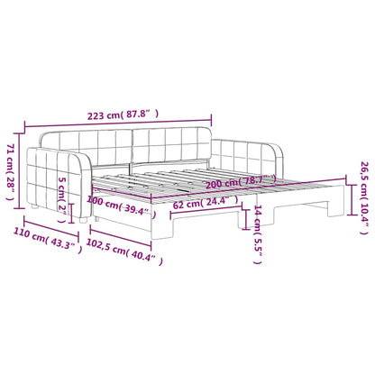 Divano Letto con Letto Estraibile Grigio Chiaro 100x200 Velluto