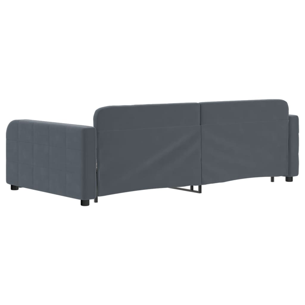 Divano Letto con Letto Estraibile Grigio Scuro 100x200 Velluto - homemem39