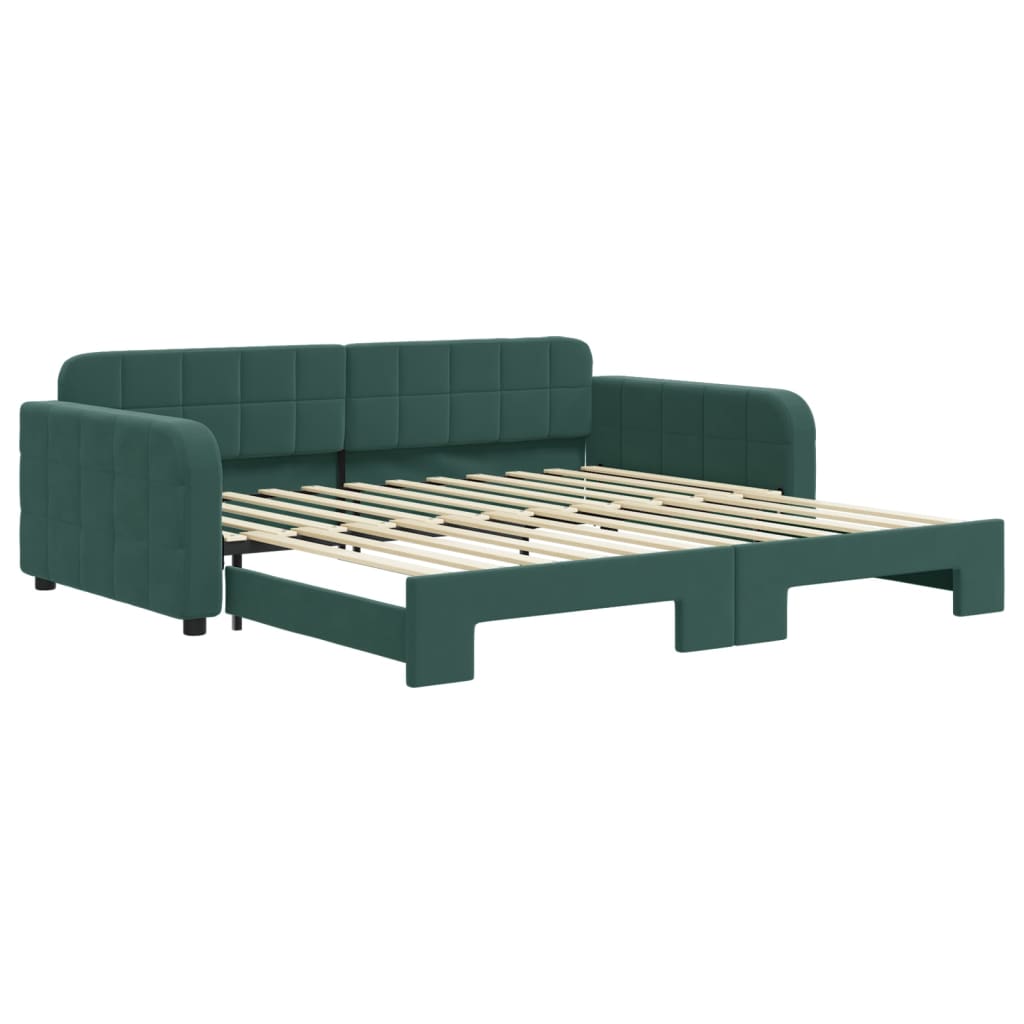 Divano Letto con Letto Estraibile Verde Scuro 100x200cm Velluto