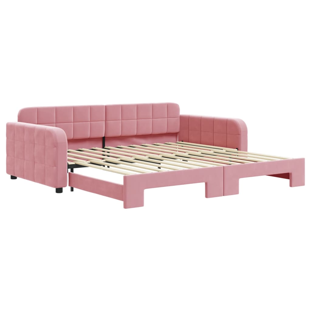 Divano Letto con Letto Estraibile Rosa 100x200 cm in Velluto