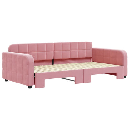 Divano Letto con Letto Estraibile Rosa 100x200 cm in Velluto