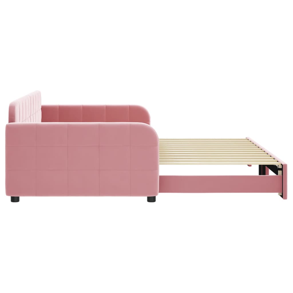 Divano Letto con Letto Estraibile Rosa 100x200 cm in Velluto