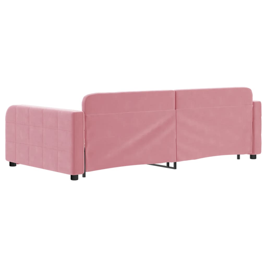 Divano Letto con Letto Estraibile Rosa 100x200 cm in Velluto