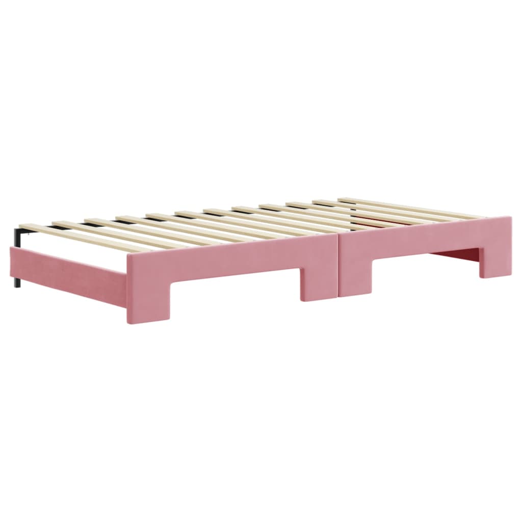 Divano Letto con Letto Estraibile Rosa 100x200 cm in Velluto