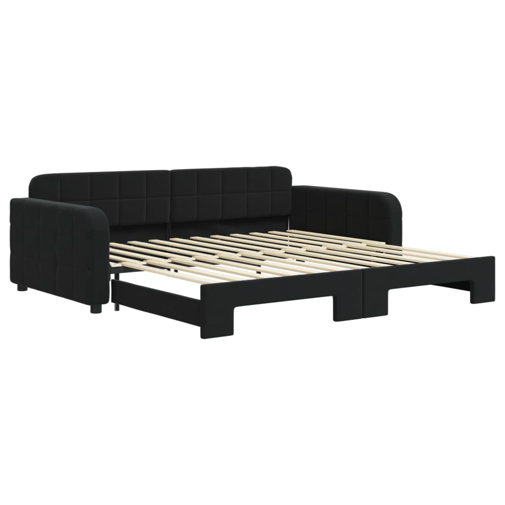 Divano Letto con Letto Estraibile Nero 100x200 cm in Velluto - homemem39