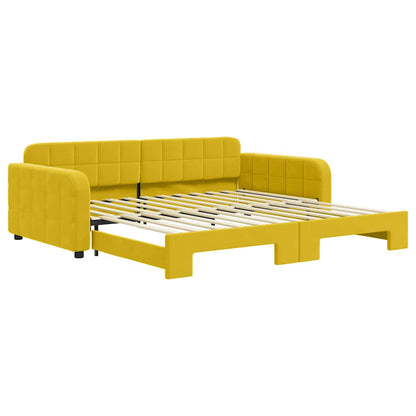 Divano Letto con Letto Estraibile Giallo 100x200 cm in Velluto
