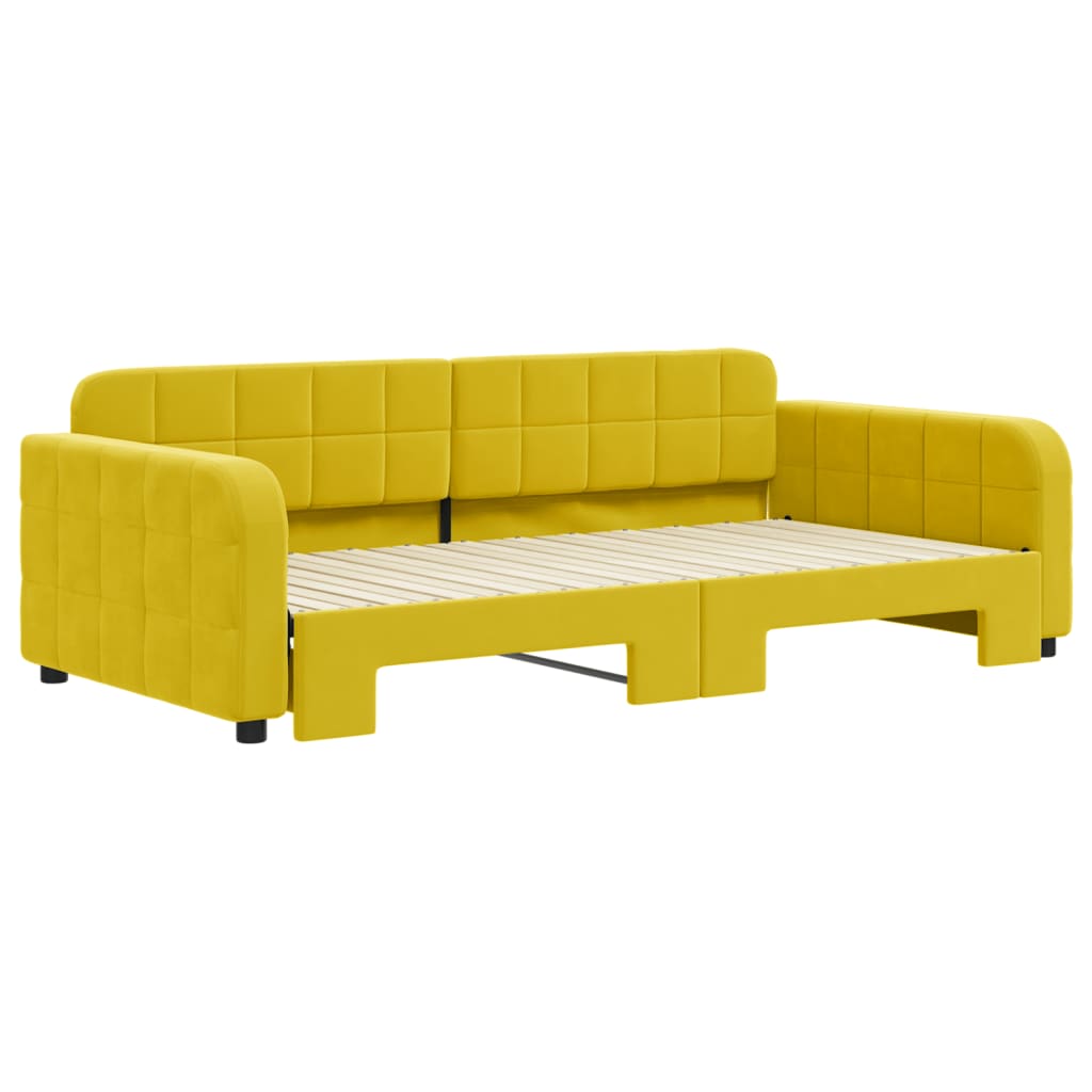Divano Letto con Letto Estraibile Giallo 100x200 cm in Velluto - homemem39