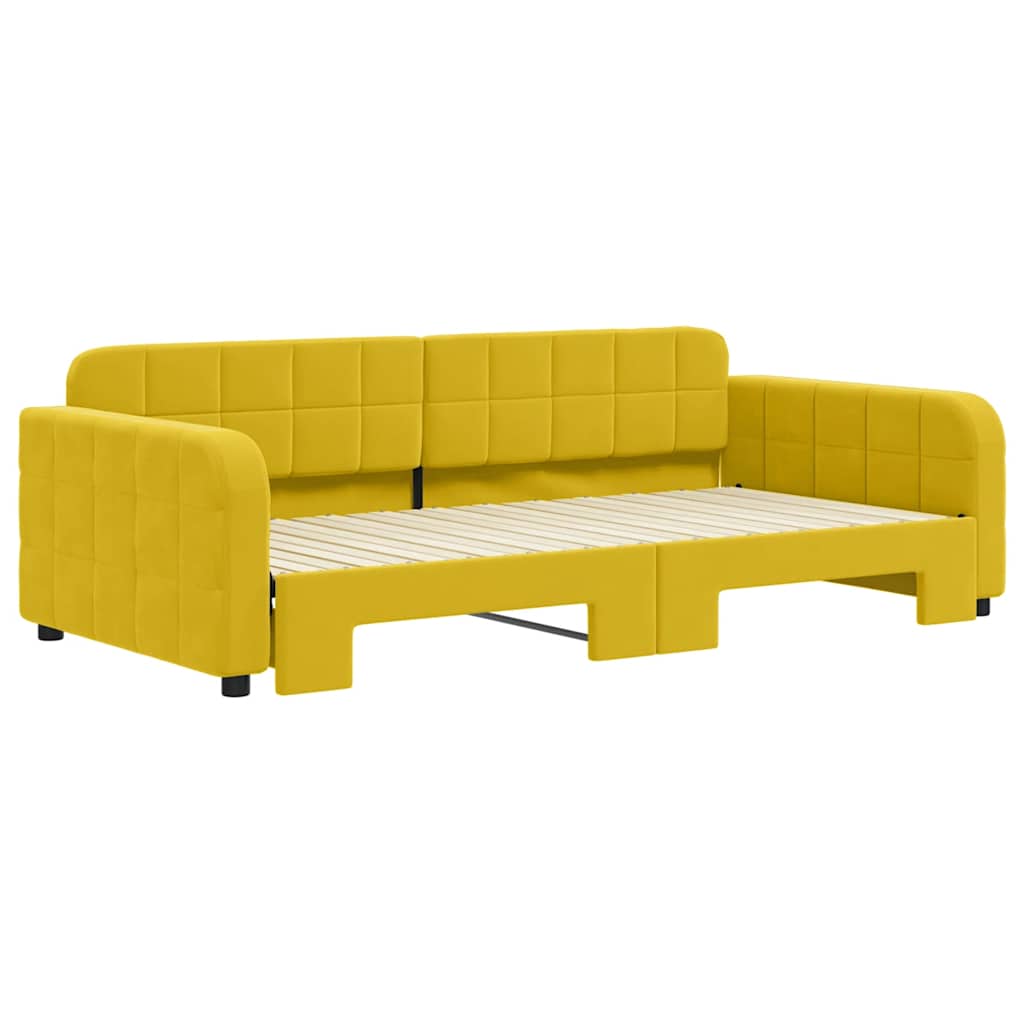 Divano Letto con Letto Estraibile Giallo 100x200 cm in Velluto