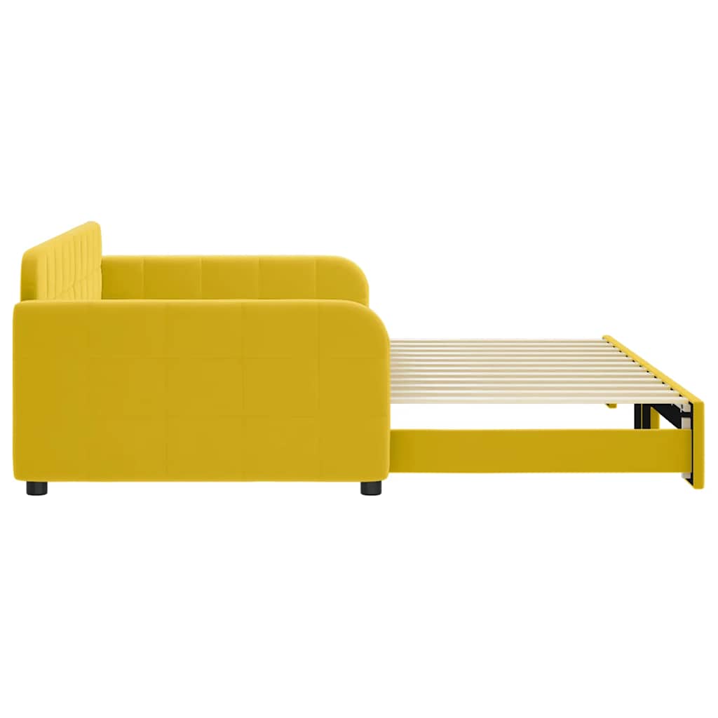 Divano Letto con Letto Estraibile Giallo 100x200 cm in Velluto