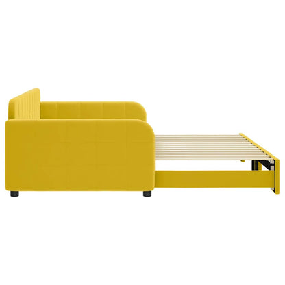 Divano Letto con Letto Estraibile Giallo 100x200 cm in Velluto