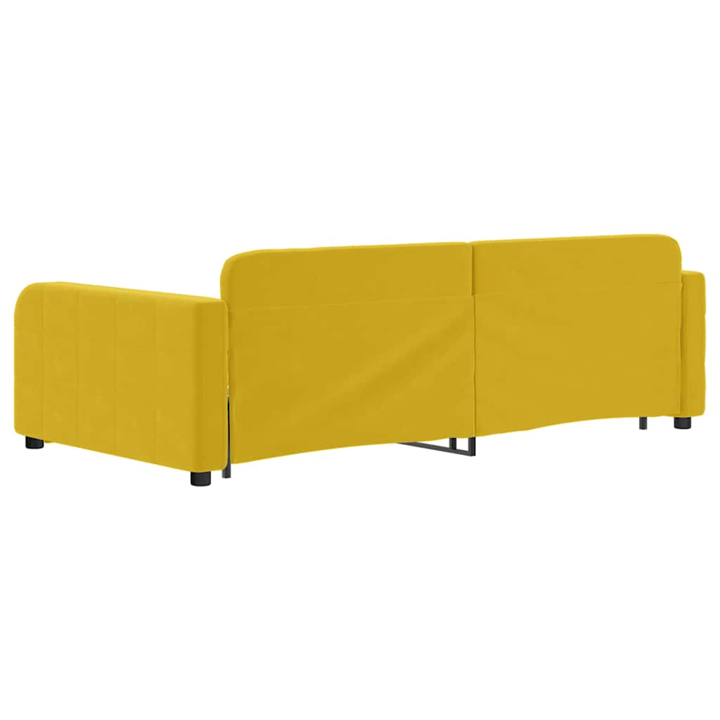 Divano Letto con Letto Estraibile Giallo 100x200 cm in Velluto