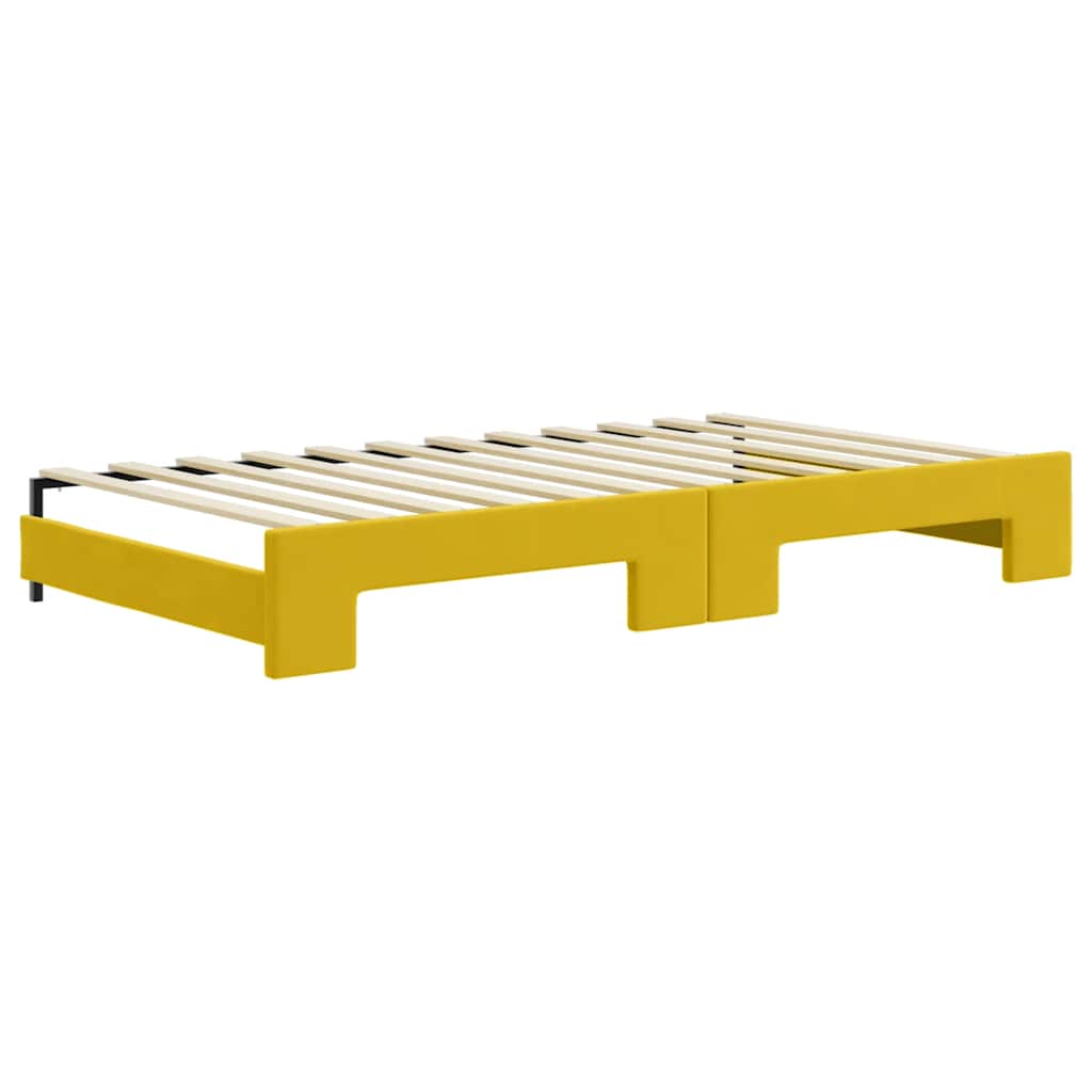 Divano Letto con Letto Estraibile Giallo 100x200 cm in Velluto