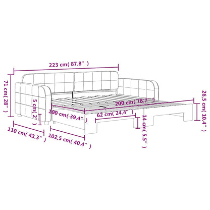 Divano Letto con Letto Estraibile Giallo 100x200 cm in Velluto