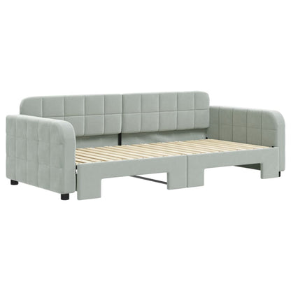 Divano Letto con Letto Estraibile Grigio Chiaro 90x190 Velluto | homemem39