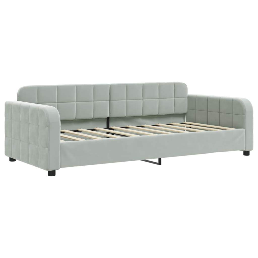 Divano Letto con Letto Estraibile Grigio Chiaro 90x190 Velluto | homemem39