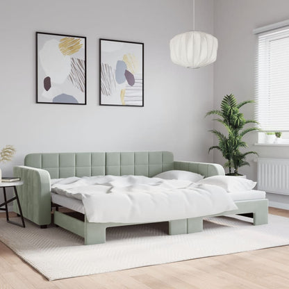 Divano Letto con Letto Estraibile Grigio Chiaro 90x190 Velluto | homemem39