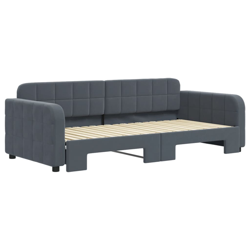 Divano Letto con Letto Estraibile Grigio Scuro 90x190cm Velluto - homemem39