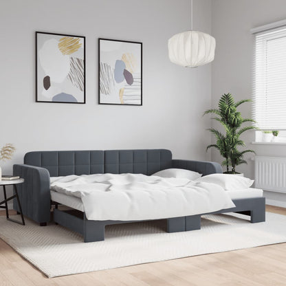 Divano Letto con Letto Estraibile Grigio Scuro 90x190cm Velluto - homemem39