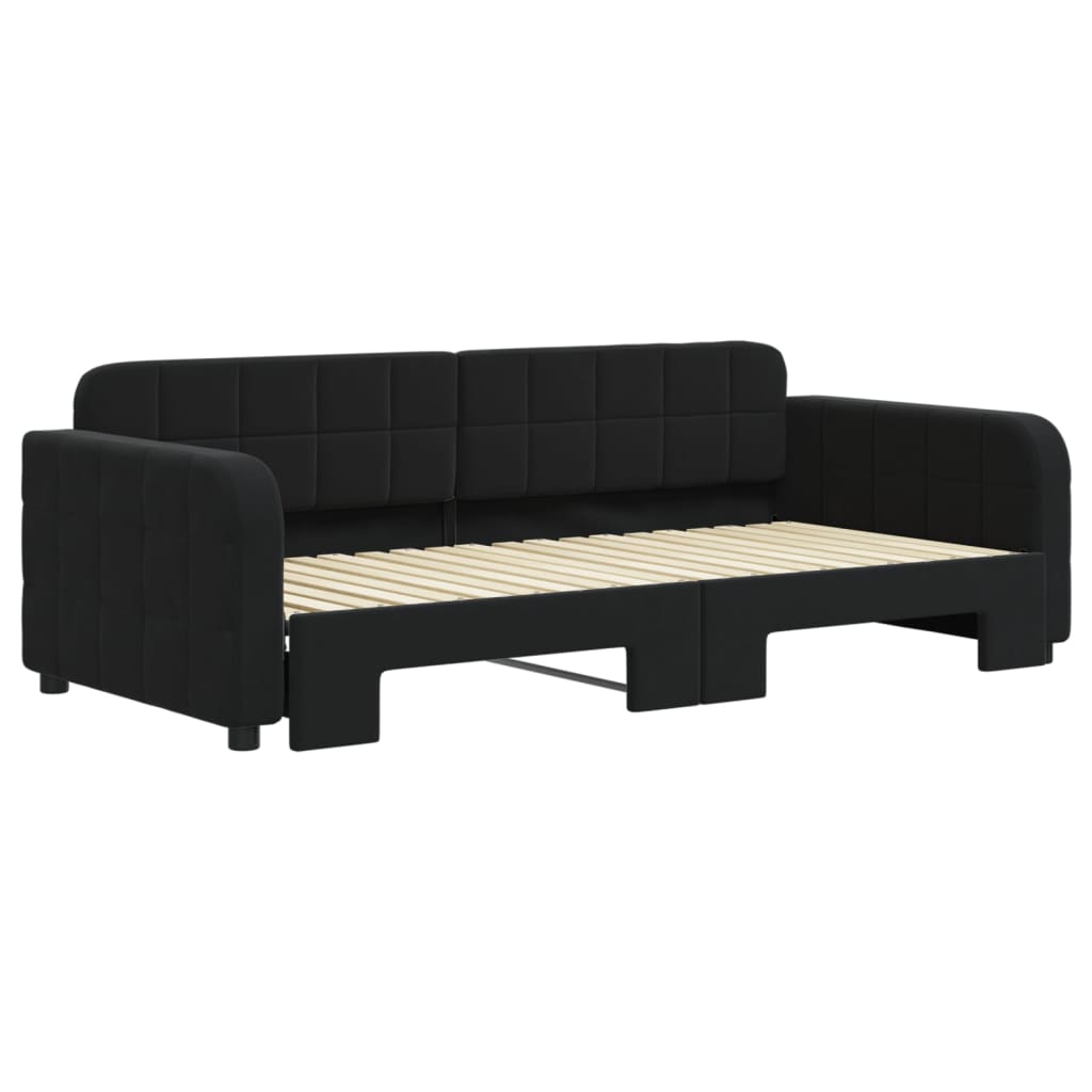 Divano Letto con Letto Estraibile Nero 90x190 cm in Velluto | homemem39