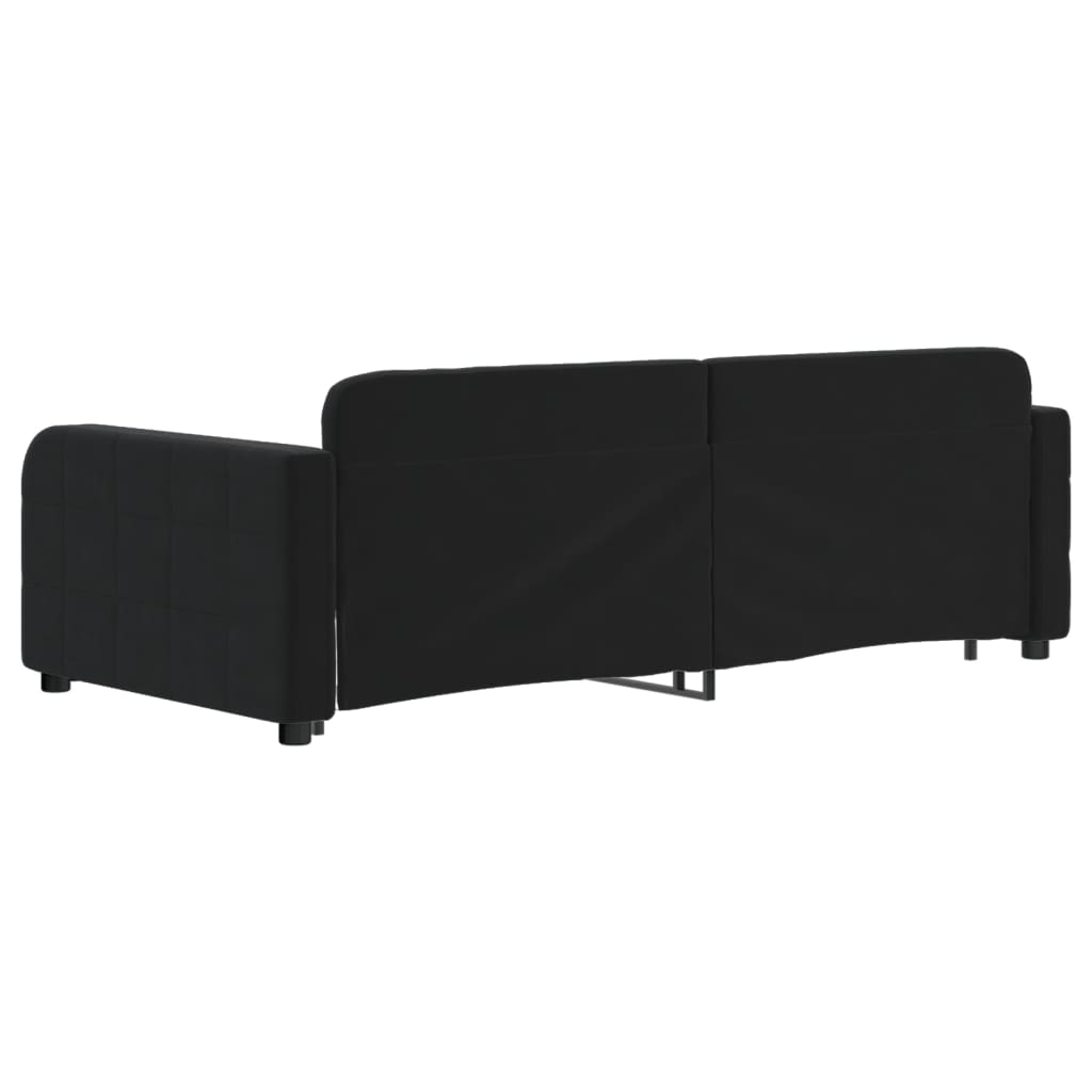 Divano Letto con Letto Estraibile Nero 90x190 cm in Velluto
