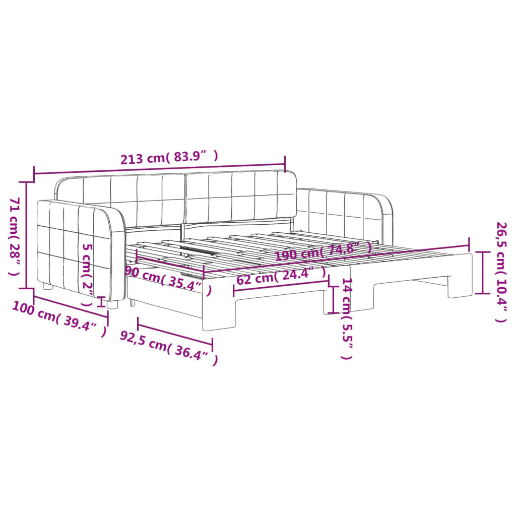 Divano Letto con Letto Estraibile Nero 90x190 cm in Velluto | homemem39