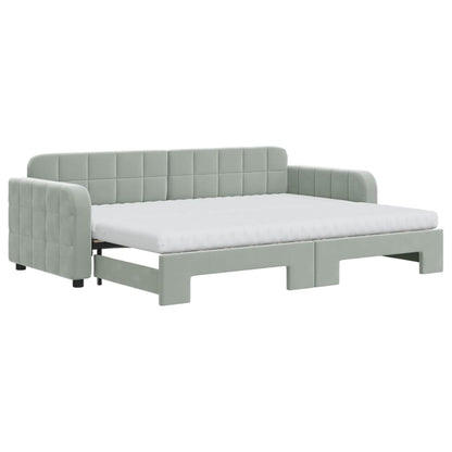 Divano Letto Estraibile Materassi Grigio Chiaro 80x200 Velluto - homemem39