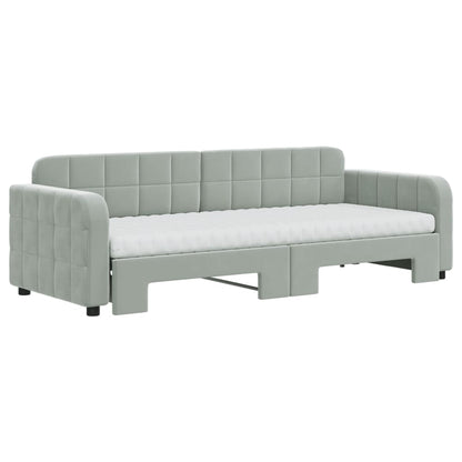 Divano Letto Estraibile Materassi Grigio Chiaro 80x200 Velluto - homemem39