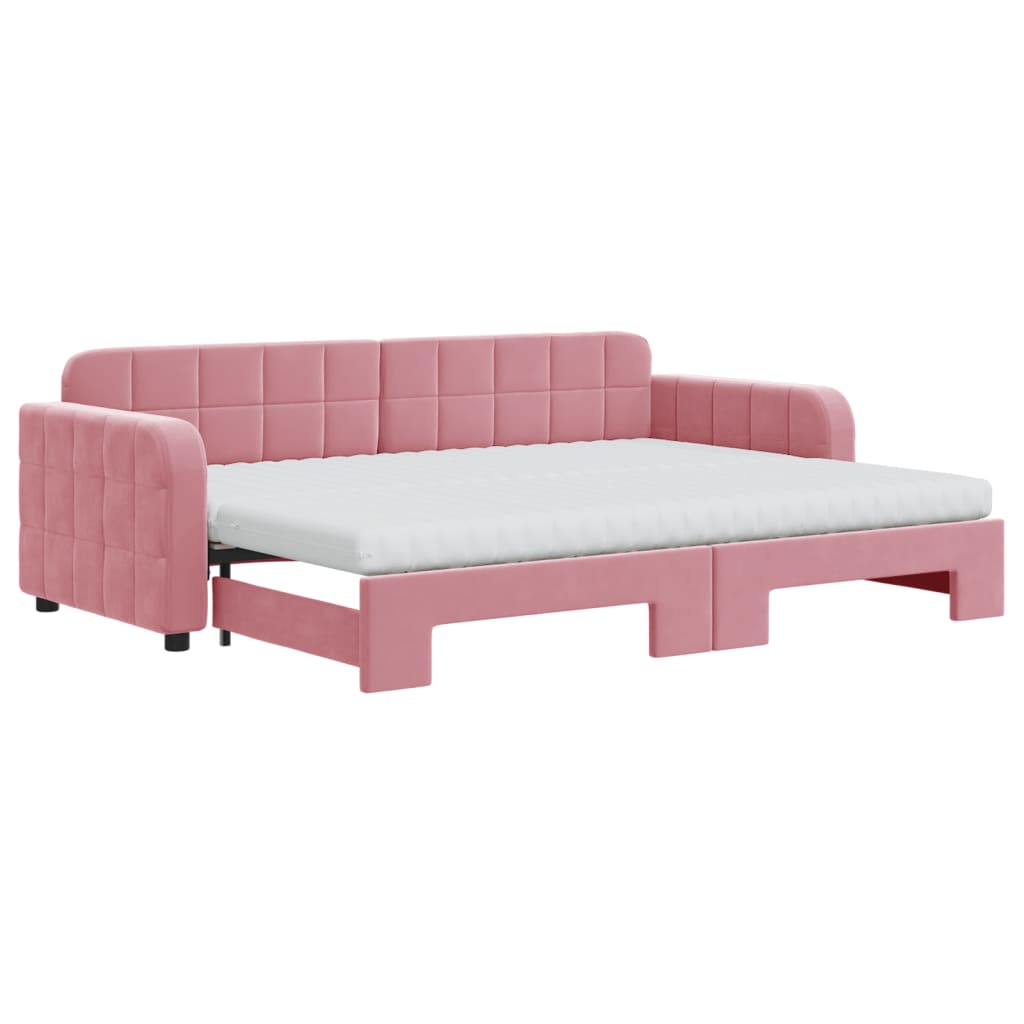 Divano Letto Estraibile con Materassi Rosa 80x200 cm Velluto - homemem39