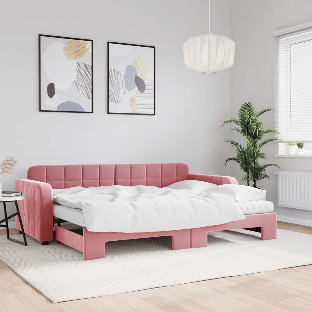 Divano Letto Estraibile con Materassi Rosa 80x200 cm Velluto - homemem39