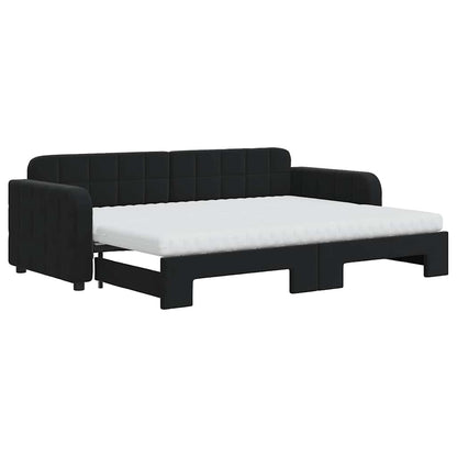 Divano Letto Estraibile con Materassi Nero 80x200 cm Velluto | homemem39