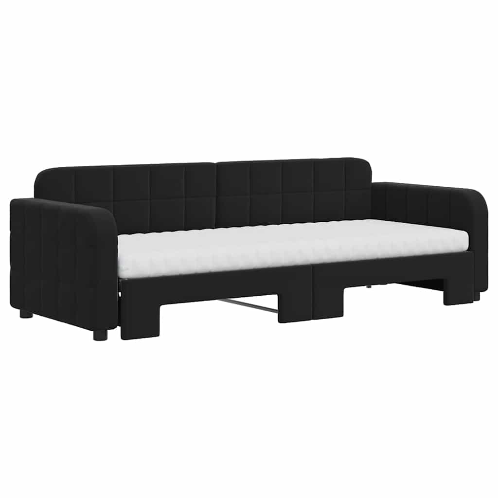 Divano Letto Estraibile con Materassi Nero 80x200 cm Velluto | homemem39
