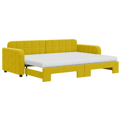 Divano Letto Estraibile con Materassi Giallo 80x200 cm Velluto