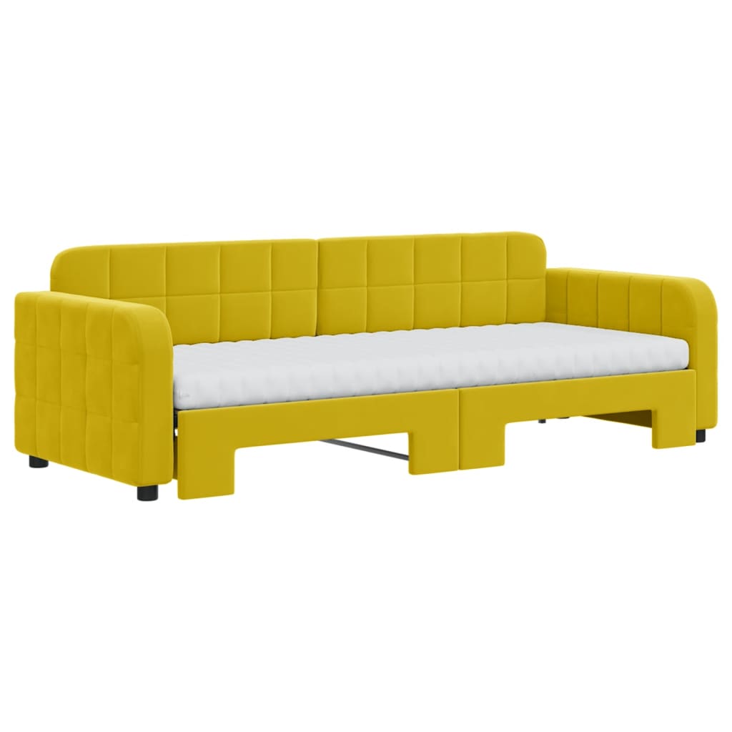 Divano Letto Estraibile con Materassi Giallo 80x200 cm Velluto
