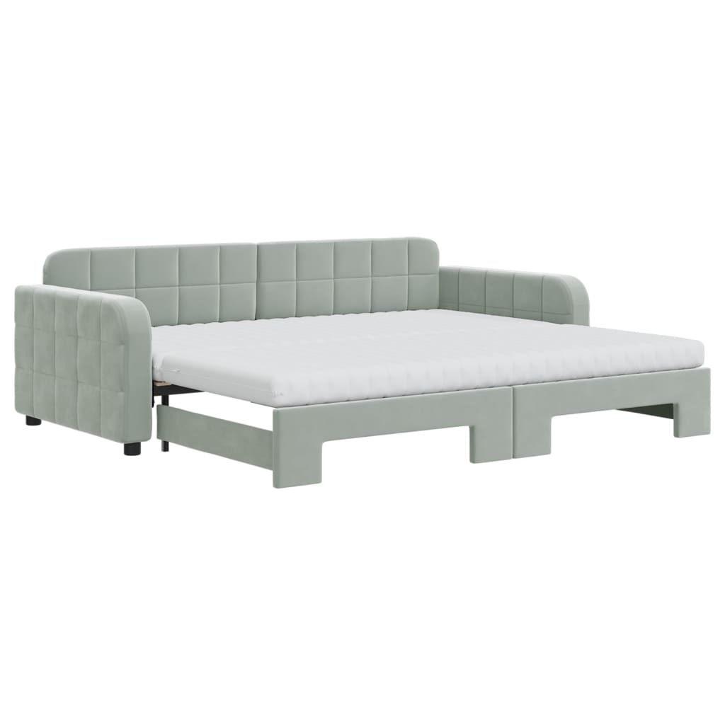 Divano Letto Estraibile Materassi Grigio Chiaro 90x200 Velluto