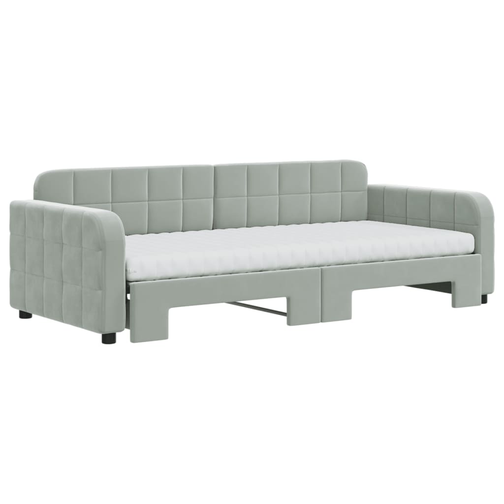 Divano Letto Estraibile Materassi Grigio Chiaro 90x200 Velluto